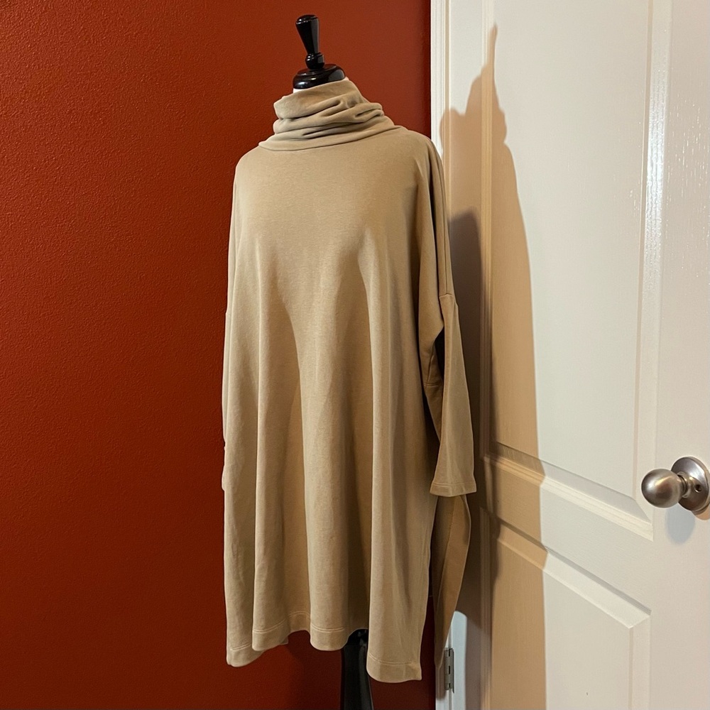 Urban by Alembika Women’s Terry Cotton Oversized‎ Trapeze Turtle Neck Knit